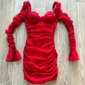 Red OhPolly long sleeve dress